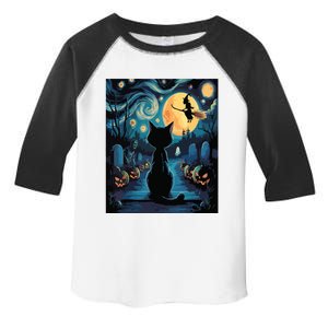 Halloween Witch Van Gogh Starry Night Black Cat Pumpkin Toddler Fine Jersey T-Shirt