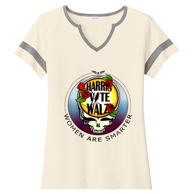 Harris Walz Vote Women Are Smarter Ladies Halftime Notch Neck Tee