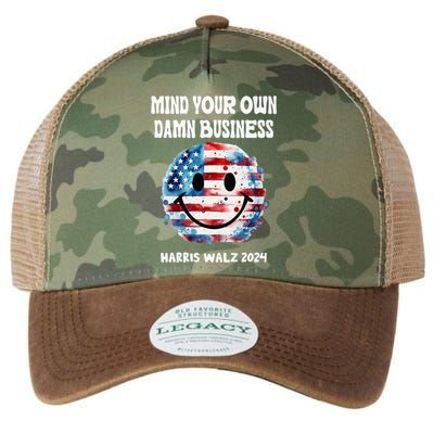 Harris Walz Waltz 2024 Mind Your Own Damn Business Legacy Tie Dye Trucker Hat