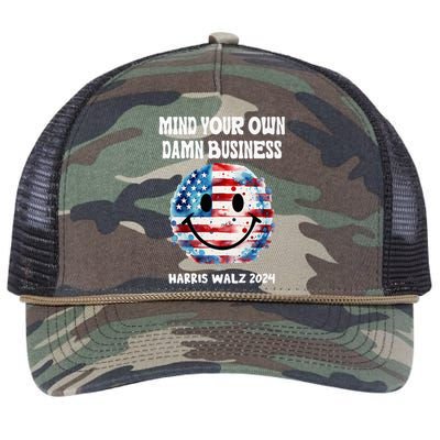 Harris Walz Waltz 2024 Mind Your Own Damn Business Retro Rope Trucker Hat Cap