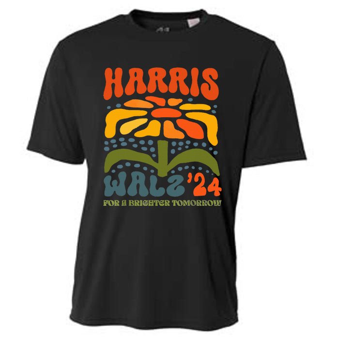 Harris Walz Waltz 2024 Retro Boho Groovy Flowers Cooling Performance Crew T-Shirt