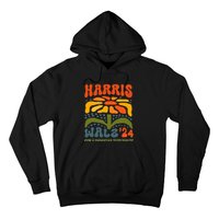 Harris Walz Waltz 2024 Retro Boho Groovy Flowers Hoodie