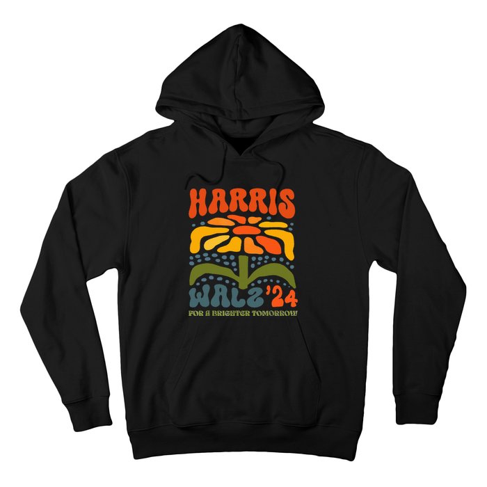 Harris Walz Waltz 2024 Retro Boho Groovy Flowers Hoodie