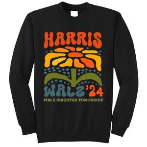 Harris Walz Waltz 2024 Retro Boho Groovy Flowers Sweatshirt