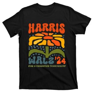 Harris Walz Waltz 2024 Retro Boho Groovy Flowers T-Shirt