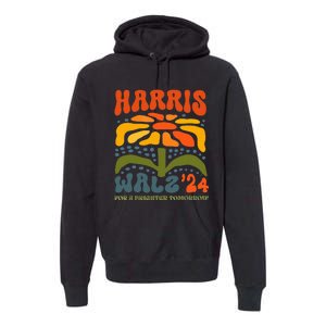 Harris Walz Waltz 2024 Retro Boho Groovy Flowers Premium Hoodie