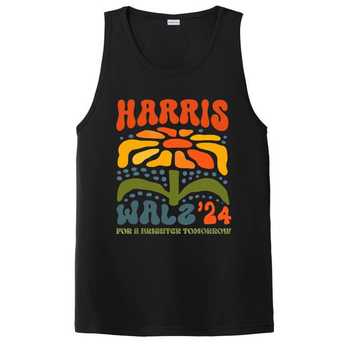 Harris Walz Waltz 2024 Retro Boho Groovy Flowers PosiCharge Competitor Tank