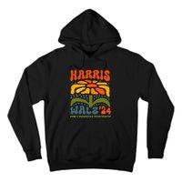 Harris Walz Waltz 2024 Retro Boho Groovy Flowers Tall Hoodie