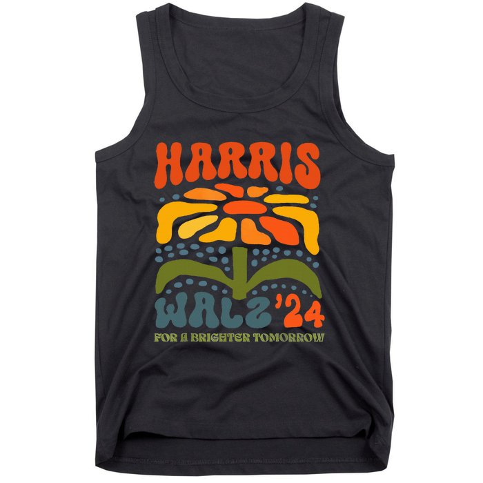 Harris Walz Waltz 2024 Retro Boho Groovy Flowers Tank Top