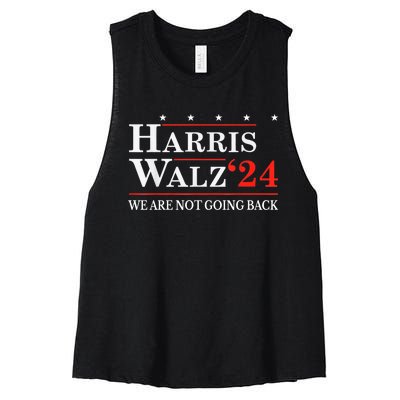 Harris Walz Waltz 2024 WeRe Not Going Back Kamala Harris Women's Racerback Cropped Tank