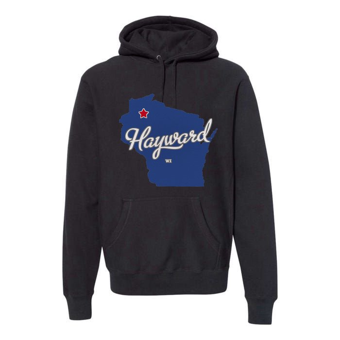 Hayward Wisconsin WI Map Premium Hoodie