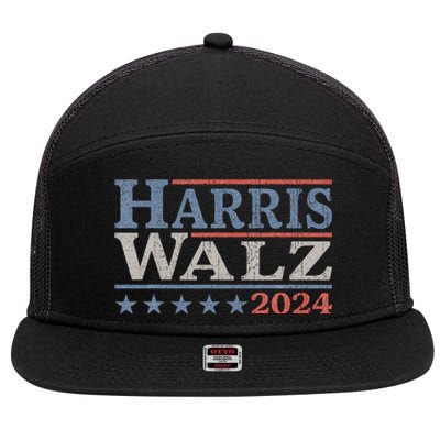 Harris Walz Waltz 2024 Election Kamala Harris Tim Waltz 2024 7 Panel Mesh Trucker Snapback Hat