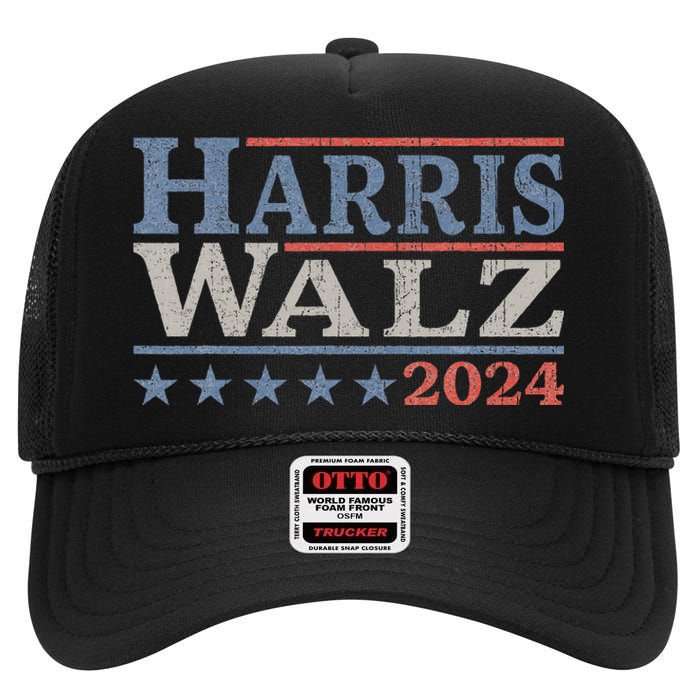 Harris Walz Waltz 2024 Election Kamala Harris Tim Waltz 2024 High Crown Mesh Back Trucker Hat