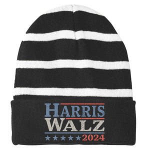 Harris Walz Waltz 2024 Election Kamala Harris Tim Waltz 2024 Striped Beanie with Solid Band