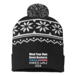 Harris Walz Waltz 2024 Mind Your Own Damn Business USA-Made Snowflake Beanie