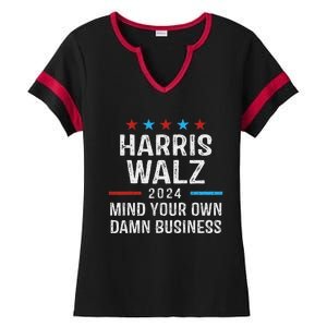 Harris Walz Waltz 2024 Mind Your Own Damn Business Ladies Halftime Notch Neck Tee