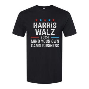 Harris Walz Waltz 2024 Mind Your Own Damn Business Softstyle CVC T-Shirt