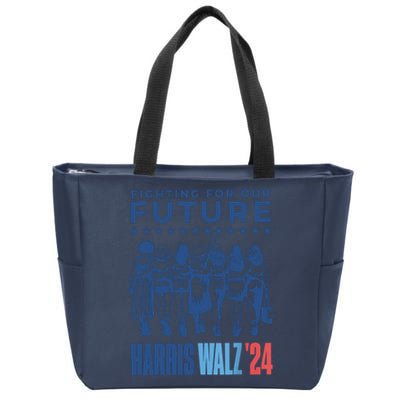 Harris Walz Waltz 2024 Harris Walz Future Button Election Zip Tote Bag