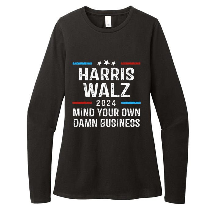 Harris Walz Waltz 2024 Mind Your Own Damn Business Womens CVC Long Sleeve Shirt