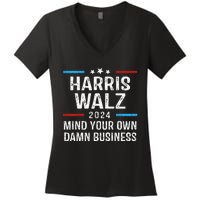 Harris Walz Waltz 2024 Mind Your Own Damn Business Women's V-Neck T-Shirt