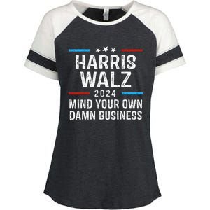 Harris Walz Waltz 2024 Mind Your Own Damn Business Enza Ladies Jersey Colorblock Tee