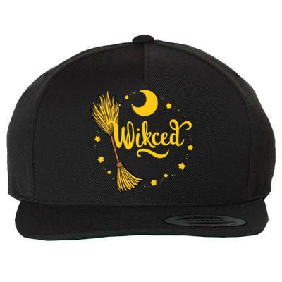 Halloween Wicked Witch Broom Retro Spooky Wool Snapback Cap