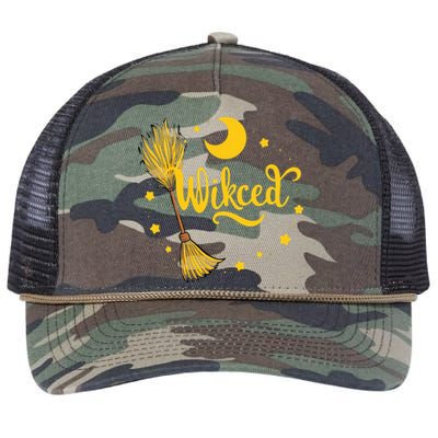 Halloween Wicked Witch Broom Retro Spooky Retro Rope Trucker Hat Cap