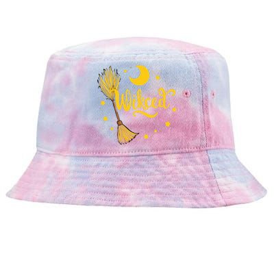 Halloween Wicked Witch Broom Retro Spooky Tie-Dyed Bucket Hat