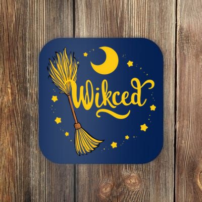 Halloween Wicked Witch Broom Retro Spooky Coaster