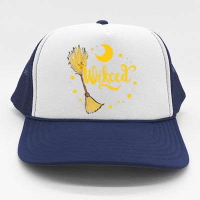 Halloween Wicked Witch Broom Retro Spooky Trucker Hat