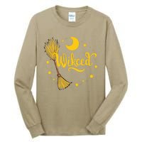 Halloween Wicked Witch Broom Retro Spooky Tall Long Sleeve T-Shirt