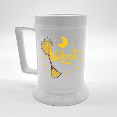 Halloween Wicked Witch Broom Retro Spooky Beer Stein