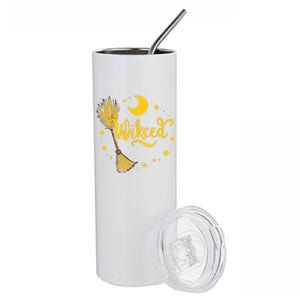 Halloween Wicked Witch Broom Retro Spooky Stainless Steel Tumbler