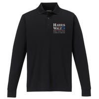 Harris Walz Waltz 2024 Mind Your Own Damn Business Performance Long Sleeve Polo