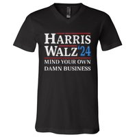 Harris Walz Waltz 2024 Mind Your Own Damn Business V-Neck T-Shirt