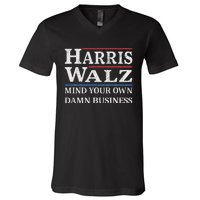 Harris Walz Waltz 2024 Mind Your Own Damn Business V-Neck T-Shirt