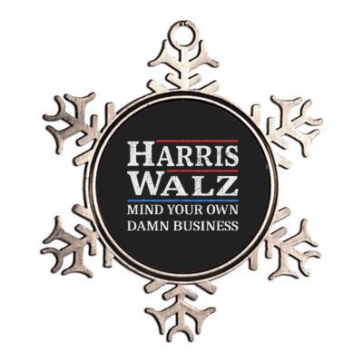 Harris Walz Waltz 2024 Mind Your Own Damn Business Metallic Star Ornament