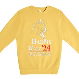 Harris Walz Waltz 2024 Mind Your Own Damn Business Cat Lady Premium Crewneck Sweatshirt