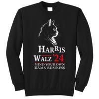 Harris Walz Waltz 2024 Mind Your Own Damn Business Cat Lady Sweatshirt