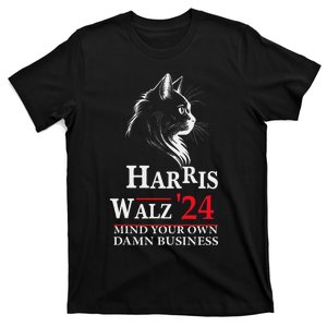 Harris Walz Waltz 2024 Mind Your Own Damn Business Cat Lady T-Shirt