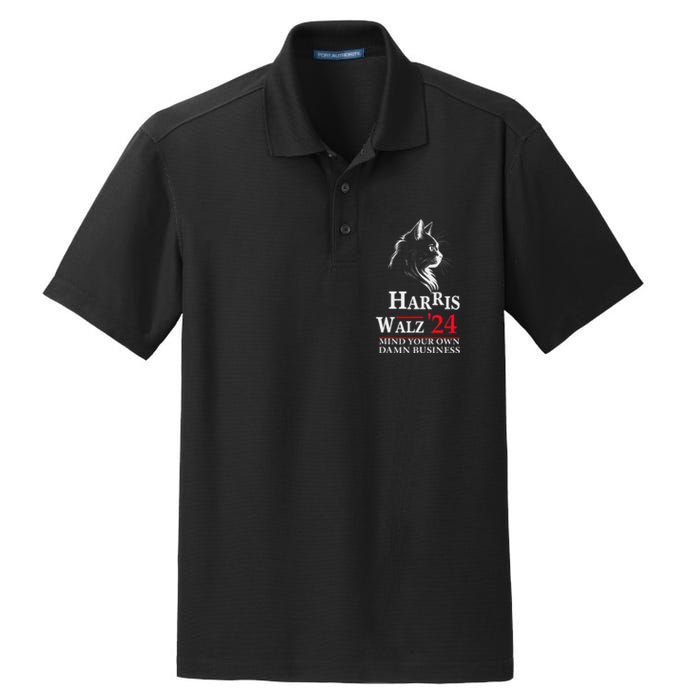 Harris Walz Waltz 2024 Mind Your Own Damn Business Cat Lady Dry Zone Grid Polo