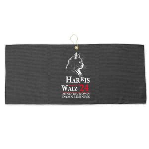 Harris Walz Waltz 2024 Mind Your Own Damn Business Cat Lady Large Microfiber Waffle Golf Towel