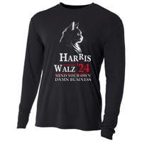 Harris Walz Waltz 2024 Mind Your Own Damn Business Cat Lady Cooling Performance Long Sleeve Crew