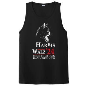 Harris Walz Waltz 2024 Mind Your Own Damn Business Cat Lady PosiCharge Competitor Tank