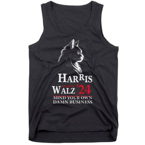 Harris Walz Waltz 2024 Mind Your Own Damn Business Cat Lady Tank Top