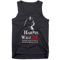 Harris Walz Waltz 2024 Mind Your Own Damn Business Cat Lady Tank Top