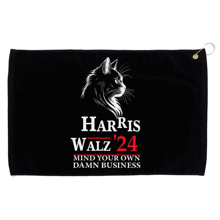 Harris Walz Waltz 2024 Mind Your Own Damn Business Cat Lady Grommeted Golf Towel