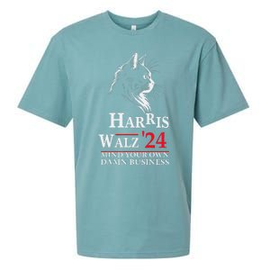 Harris Walz Waltz 2024 Mind Your Own Damn Business Cat Lady Sueded Cloud Jersey T-Shirt