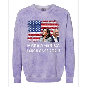 Harris Waltz Walz 2024 Make America Laugh Once Again Colorblast Crewneck Sweatshirt