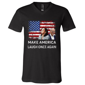 Harris Waltz Walz 2024 Make America Laugh Once Again V-Neck T-Shirt